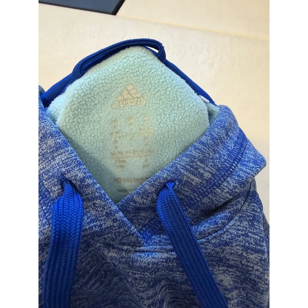 Adidas Mens ClimaWarm Hoodie Blue Space Dye Fleece Pullover‎ Sweatshirt Small
